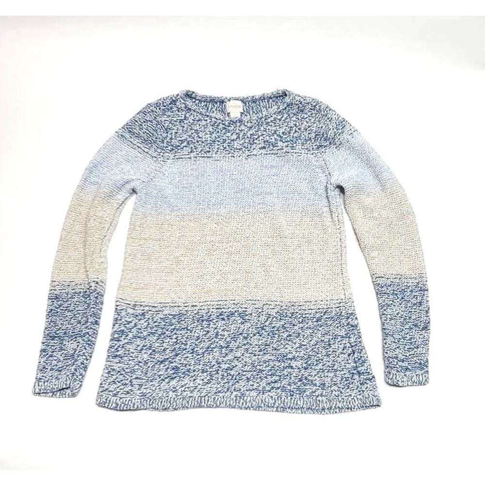 Chico's Space-Dye Jewel Pullover Size 1 (medium) metallic sweater ombre blue